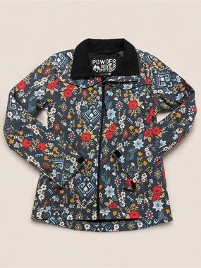 Powder River Outfitters Ladies Floral Aztec Charcoal Softshell Jacket